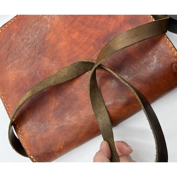 Tooled Brown Leather Mandala Vintage Saddle Boho Shoulder Bag Purse Y2k - Picture 16 of 16